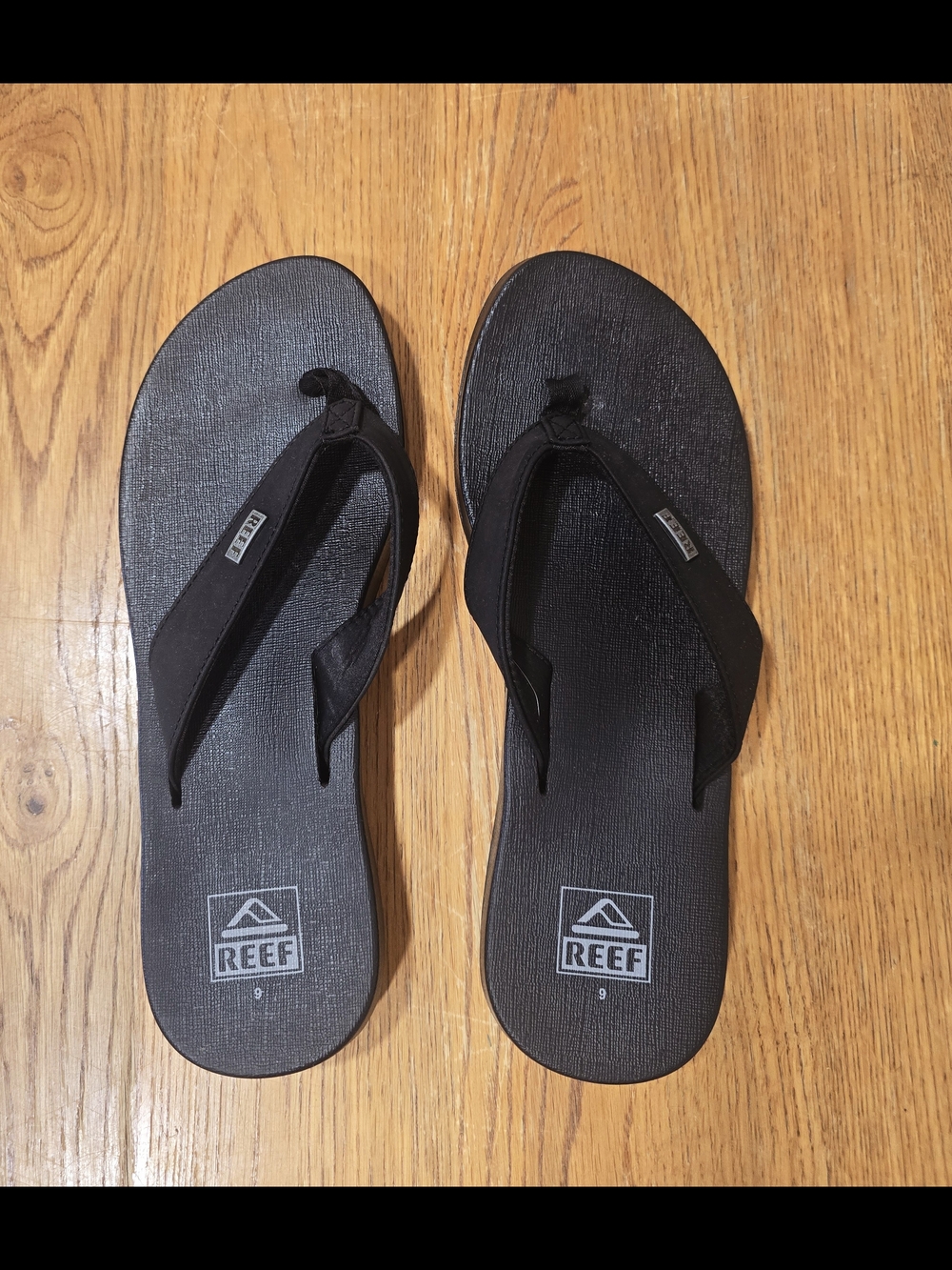 REEF Black Mia Classic Black Flip Flops-Size 9